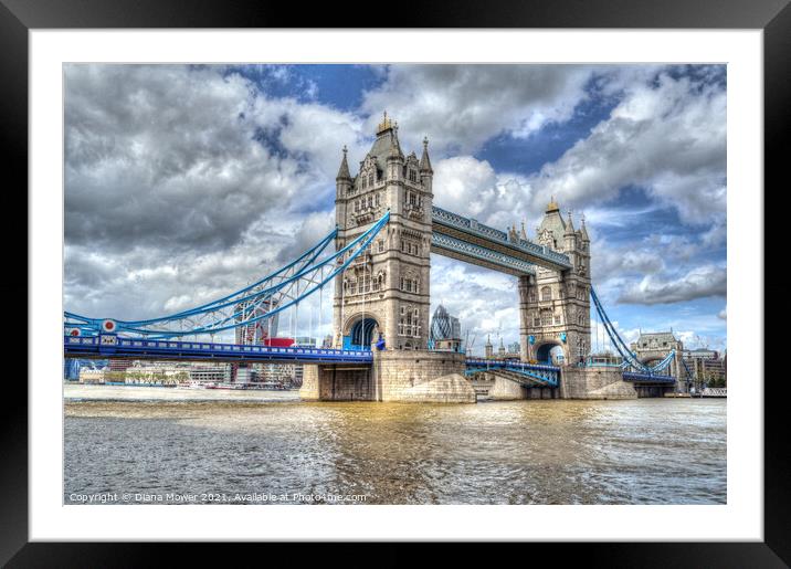 Tower Bridge Paint effect Framed Mounted Print by Diana Mower