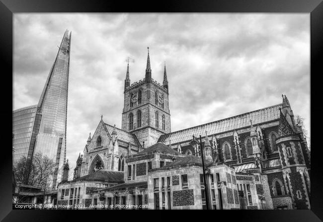 Southwark Cathedral and The Shard London Framed Print by Diana Mower