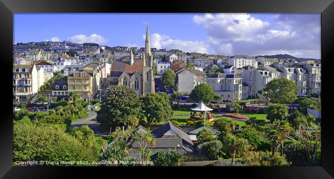 Ilfracombe town and skyline Panoramic Framed Print by Diana Mower