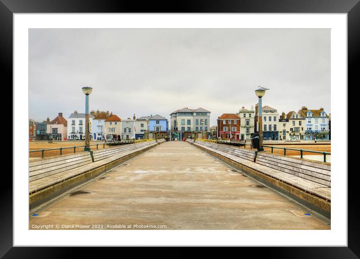 Deal Pier and Town Framed Mounted Print by Diana Mower