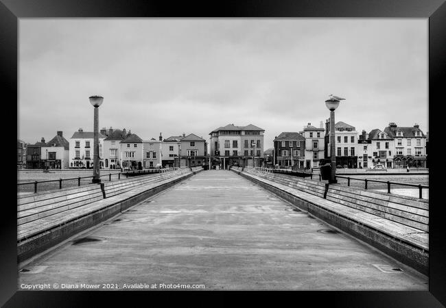 Deal Pier Kent Monochrome Framed Print by Diana Mower