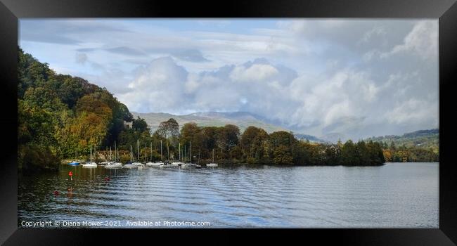 Windermere Western shore Panoramic Framed Print by Diana Mower