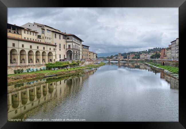 River Arno Florence View Framed Print by Diana Mower