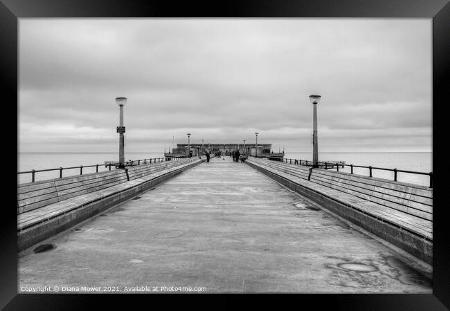 Deal Pier Black and white Framed Print by Diana Mower