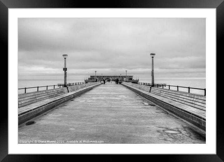 Deal Pier Black and white Framed Mounted Print by Diana Mower