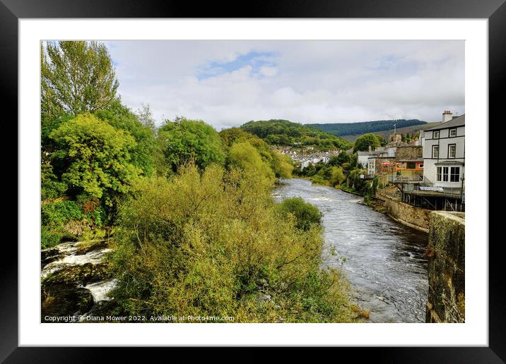 Llangollen River Downstream Framed Mounted Print by Diana Mower