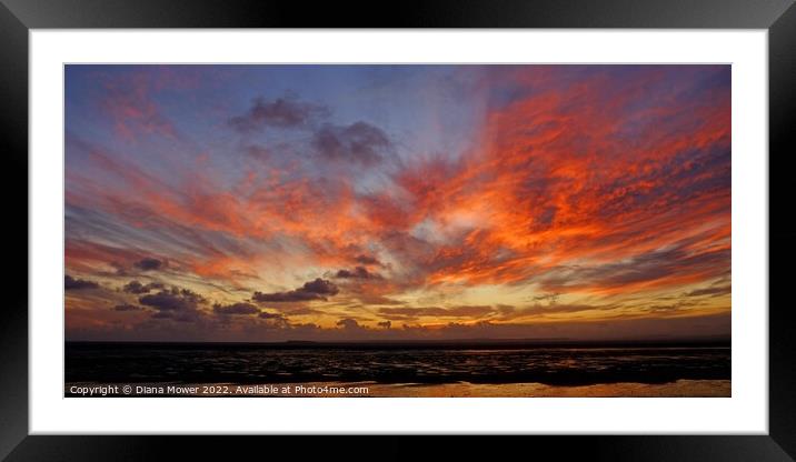 Somerset Sunset Panoramic Framed Mounted Print by Diana Mower