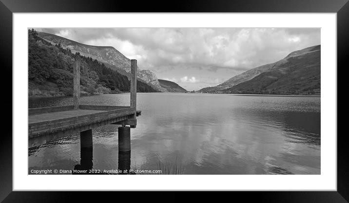 Llyn Cwellyn monochrome Framed Mounted Print by Diana Mower