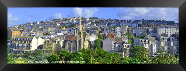 Ilfracombe town Devon panoramic Framed Print by Diana Mower