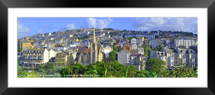 Ilfracombe town Devon panoramic Framed Mounted Print by Diana Mower