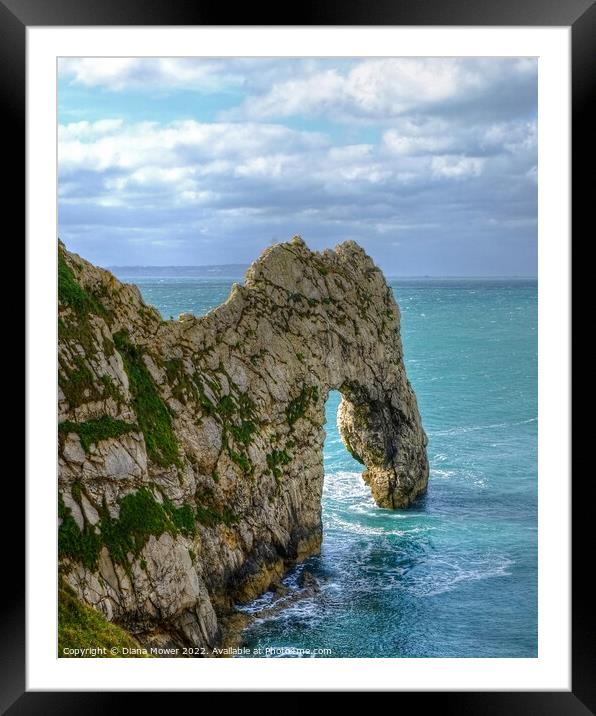 Durdle Door limestone arch Framed Mounted Print by Diana Mower