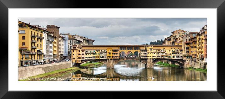  Ponte Vecchio Florence Italy Panoramic  Framed Mounted Print by Diana Mower
