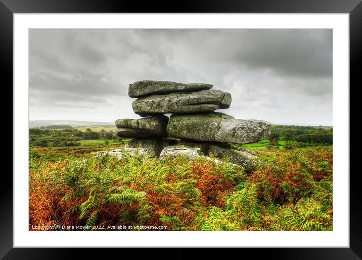 Bodmin Moor Tor Cheesewring  Framed Mounted Print by Diana Mower