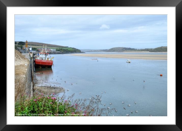 Padstow Sand Snipe River Camel Framed Mounted Print by Diana Mower