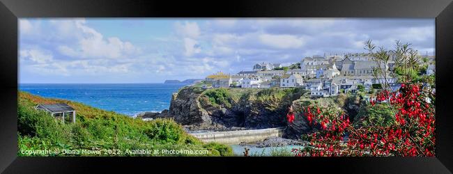 Port Isaac Cornwall Panoramic View Framed Print by Diana Mower