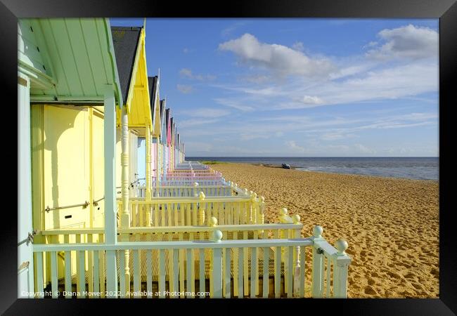  Mersea Beach Huts Summer day Framed Print by Diana Mower