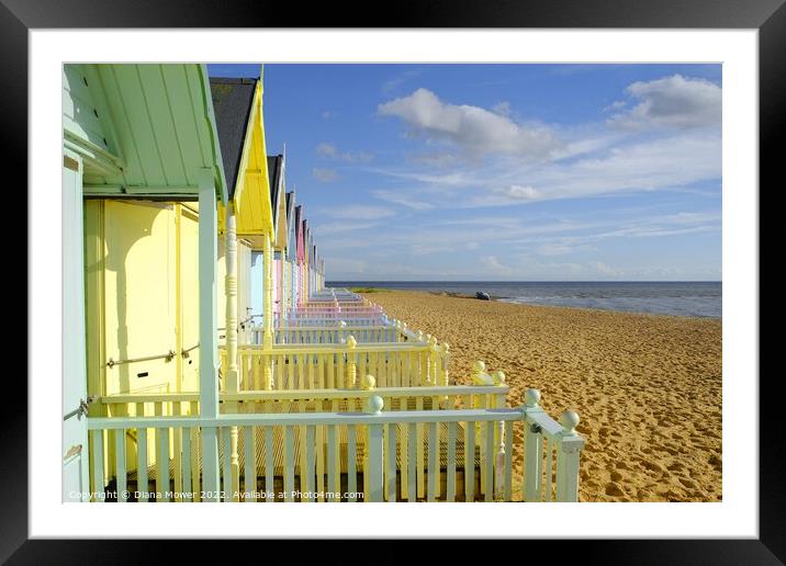  Mersea Beach Huts Summer day Framed Mounted Print by Diana Mower