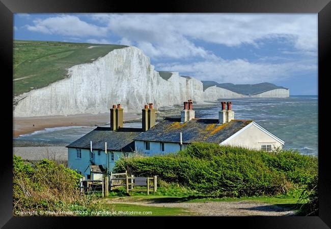 The Seven Sisters at Cuckmere Haven Sussex   Framed Print by Diana Mower