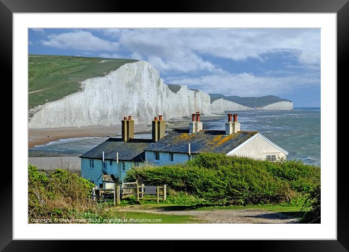 The Seven Sisters at Cuckmere Haven Sussex   Framed Mounted Print by Diana Mower