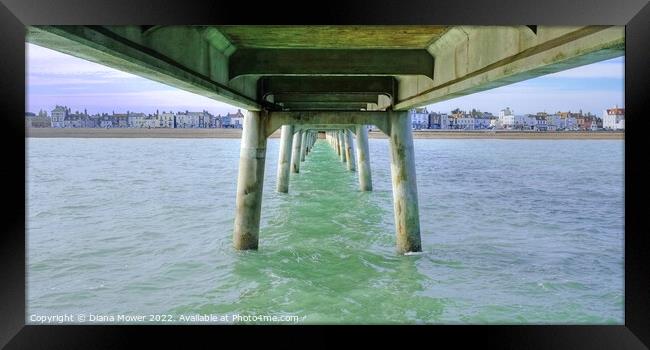 Deal view from under the pier Framed Print by Diana Mower