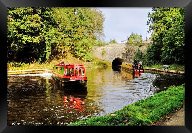 Chirk Canal Tunnel Narrow Boats Framed Print by Diana Mower