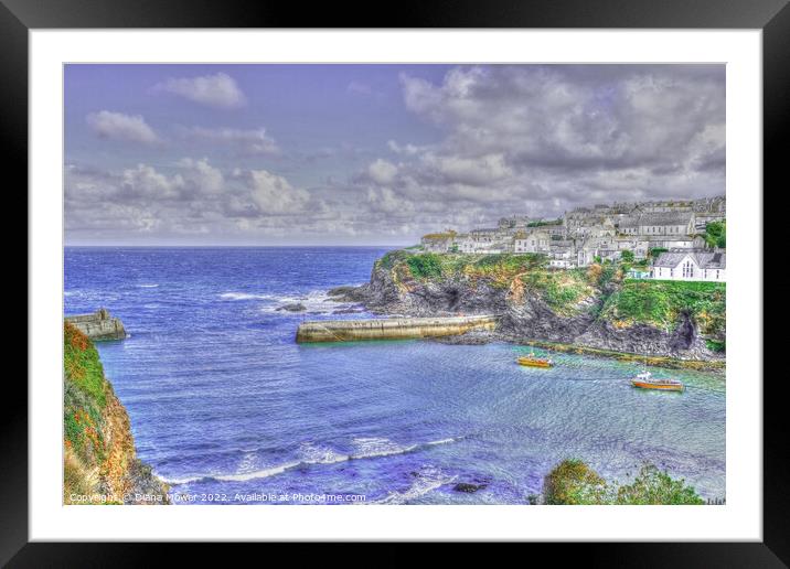  Port Isaac Cornwall Paint version Framed Mounted Print by Diana Mower