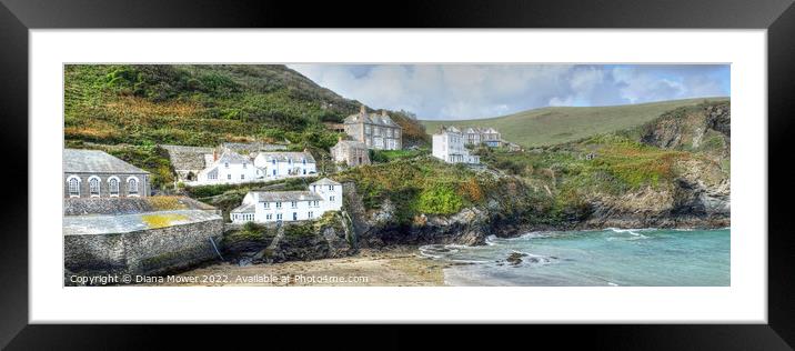Port Isaac panoramic  Framed Mounted Print by Diana Mower