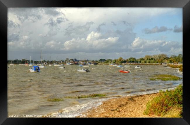 Stormy seas Mill beach Essex  Framed Print by Diana Mower