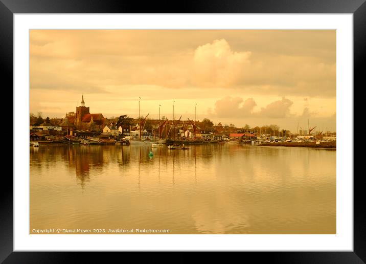 Maldon Hythe Sunset Essex Framed Mounted Print by Diana Mower