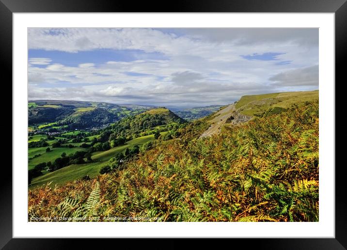 Castell Dinas Bran Hills LLangollen Framed Mounted Print by Diana Mower