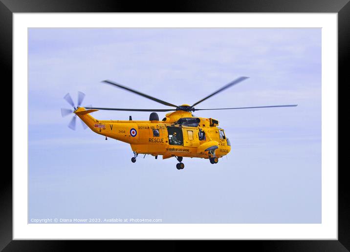 RAF Sea King Essex Coast Framed Mounted Print by Diana Mower