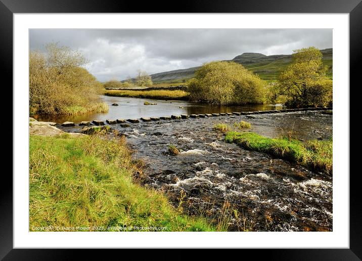  Stepping stones across the River Doe Yorkshire Da Framed Mounted Print by Diana Mower