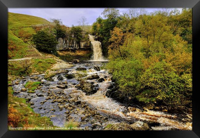 Thornton Force Waterfall   Framed Print by Diana Mower