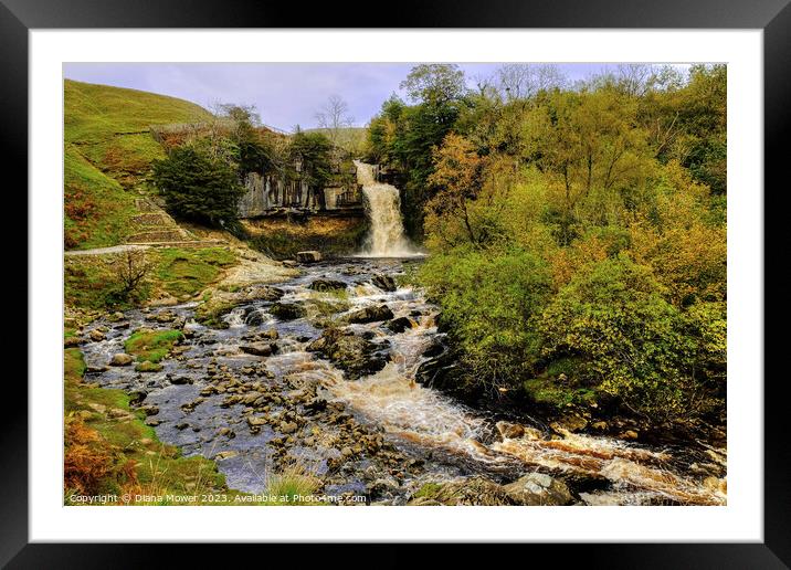Thornton Force Waterfall   Framed Mounted Print by Diana Mower