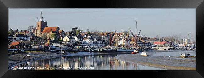 Maldon Evening Low Tide Panoramic Framed Print by Diana Mower