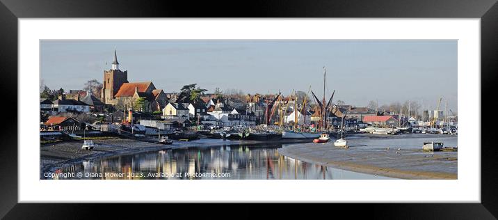Maldon Evening Low Tide Panoramic Framed Mounted Print by Diana Mower