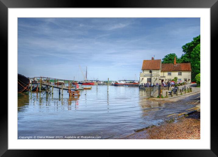 Pin Mill Waterfront  Framed Mounted Print by Diana Mower