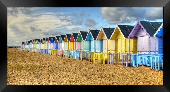 Mersea Beach Huts Essex Framed Print by Diana Mower