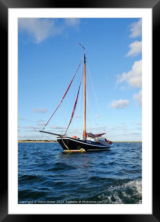 Blakeney Point Sailing ship Framed Mounted Print by Diana Mower