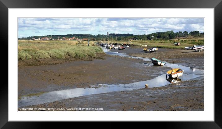 Blakeney low Tide Panoramic Framed Mounted Print by Diana Mower