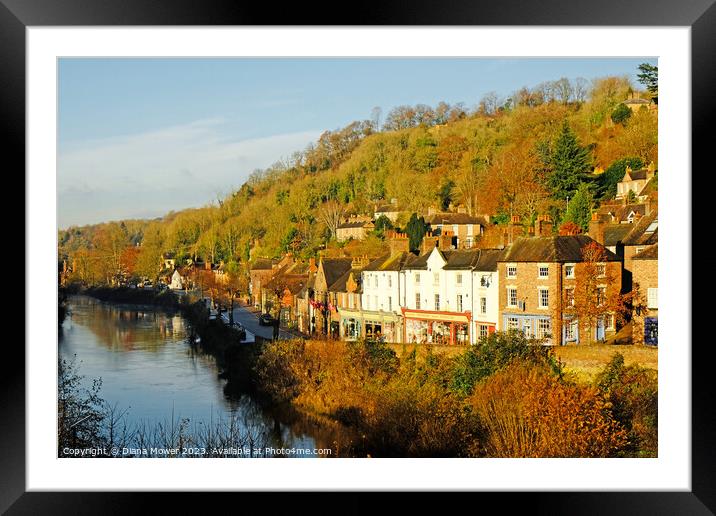 Ironbridge High Street and River Severn Framed Mounted Print by Diana Mower