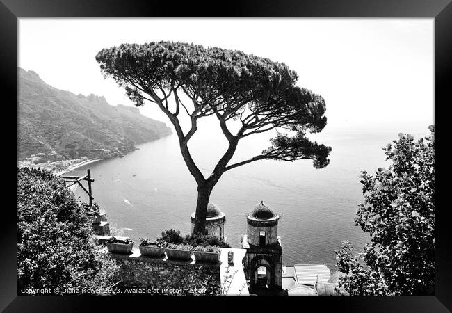 Ravello Views Italy in Black and White Framed Print by Diana Mower