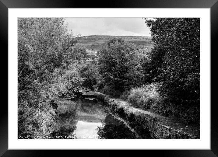 Huddersfield Narrow Canal Monochrome Framed Mounted Print by Diana Mower