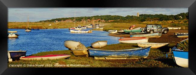Blakeney Harbour Panoramic Framed Print by Diana Mower