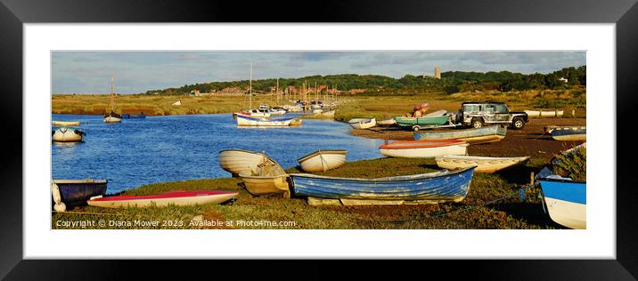 Blakeney Harbour Panoramic Framed Mounted Print by Diana Mower