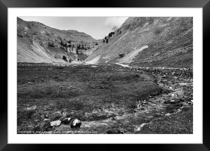 Gordale Scar and beck Yorkshire  Framed Mounted Print by Diana Mower