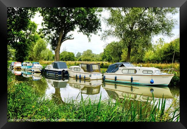 Canal Boats On the Chelmer Hoe Mill Framed Print by Diana Mower