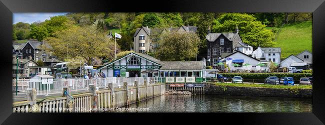 Ambleside Pier Waterhead panoramic Framed Print by Diana Mower