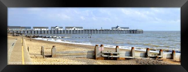 Southwold Pier Panoramic Framed Print by Diana Mower