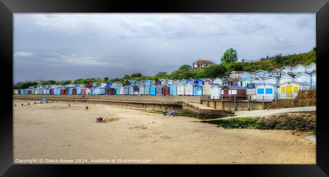 Walton on the naze beach huts  Framed Print by Diana Mower